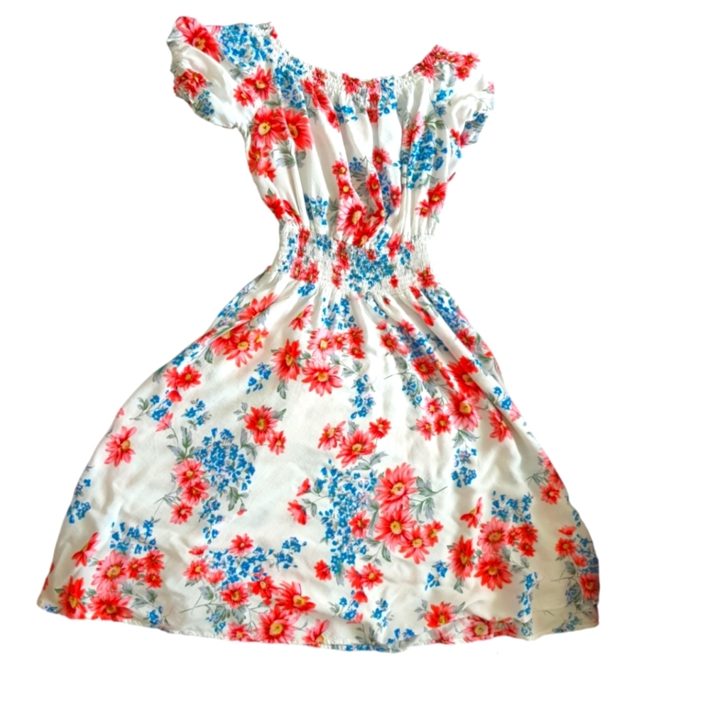 PUFF cap sleeve floral off-shoulder lightweight cotton dress
